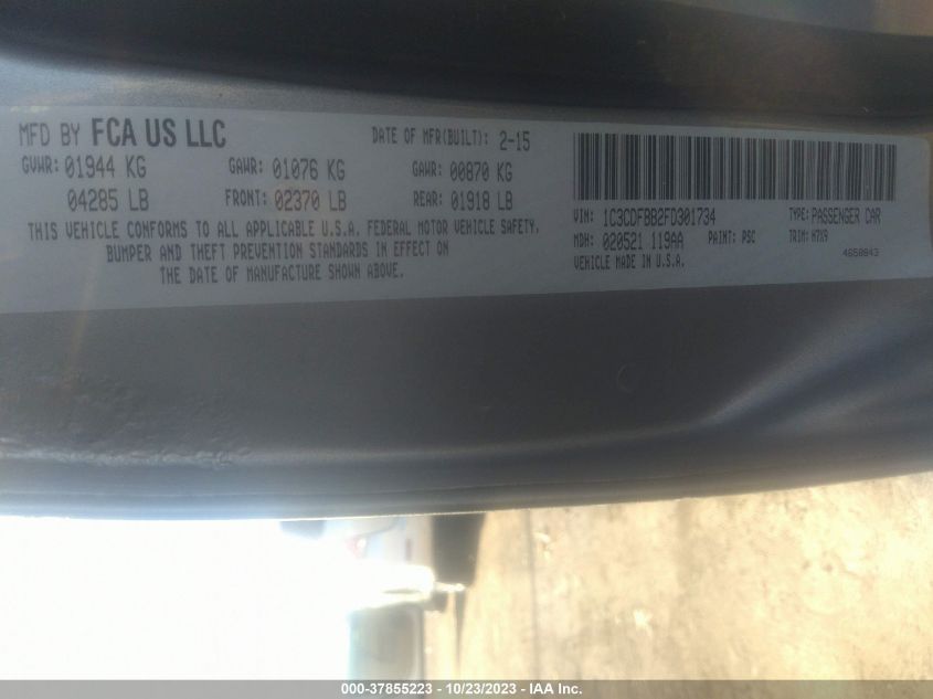 2015 DODGE DART SXT - 1C3CDFBB2FD301734