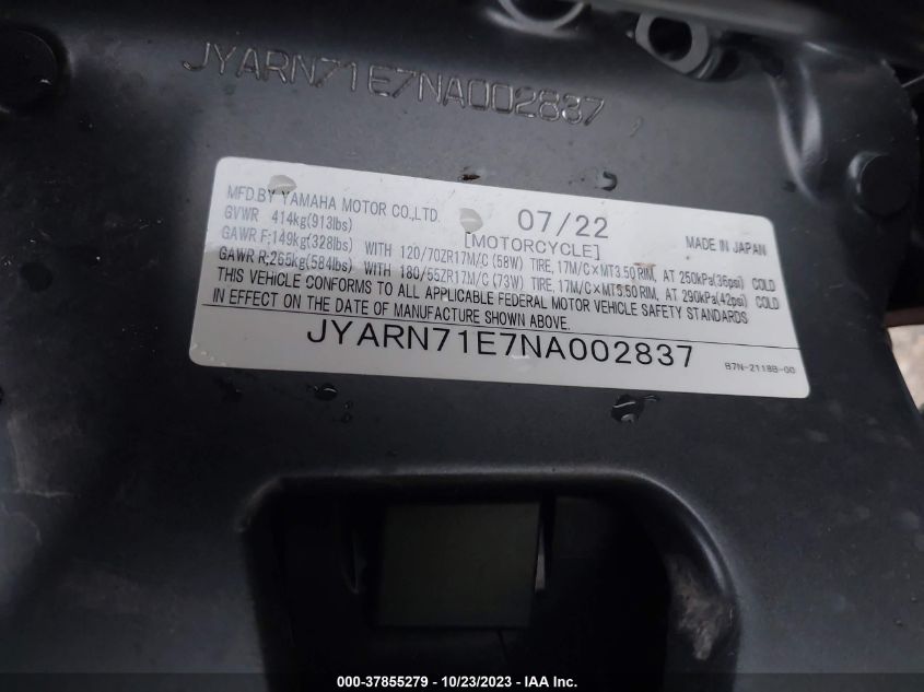 2022 YAMAHA MT09 JYARN71E7NA002837