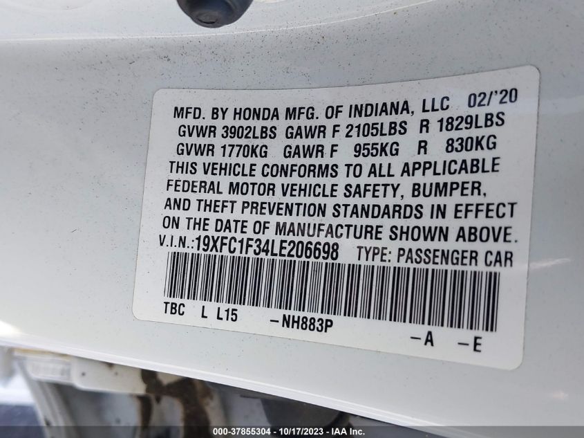 2020 HONDA CIVIC SEDAN EX - 19XFC1F34LE206698