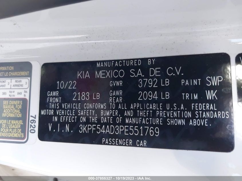 2023 KIA FORTE GT LINE - 3KPF54AD3PE551769