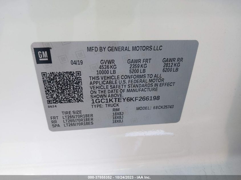 2019 CHEVROLET SILVERADO 2500HD LTZ - 1GC1KTEY6KF266198