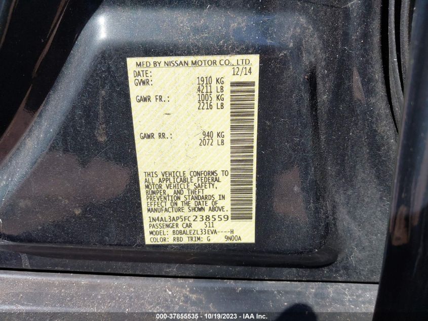 2015 NISSAN ALTIMA 2.5 S - 1N4AL3AP5FC238559