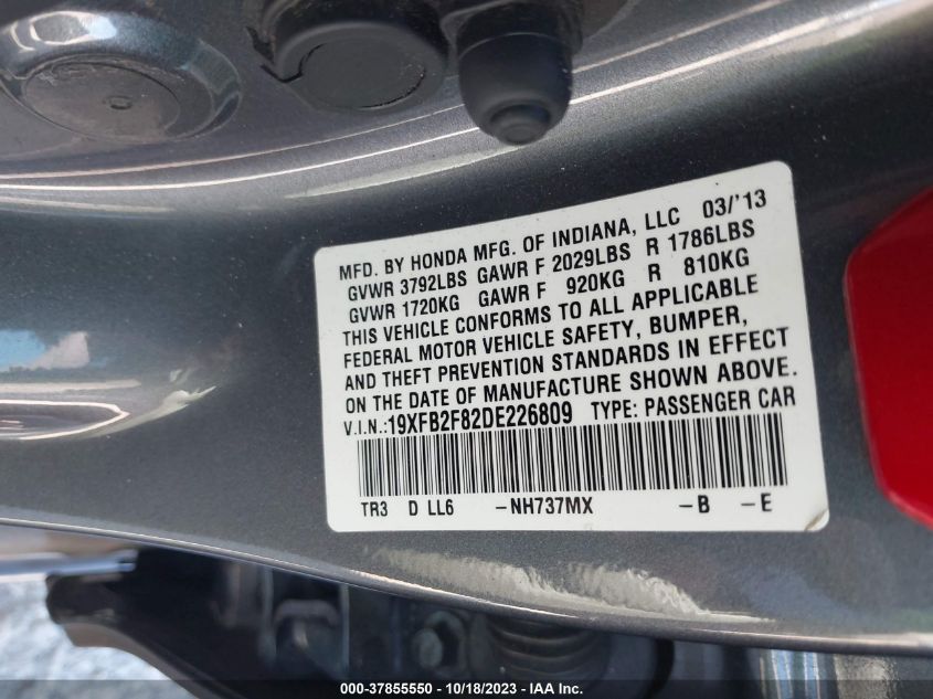 2013 HONDA CIVIC SDN EX 19XFB2F82DE226809