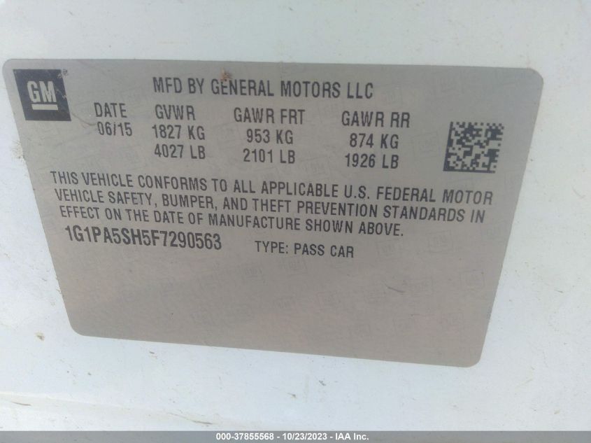 2015 CHEVROLET CRUZE LS - 1G1PA5SH5F7290563