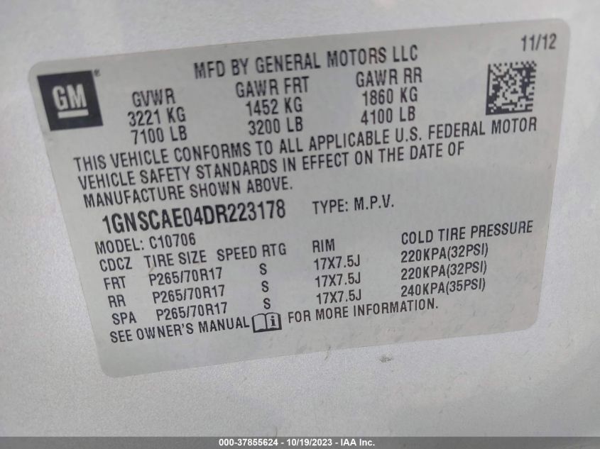 2013 CHEVROLET TAHOE LS - 1GNSCAE04DR223178