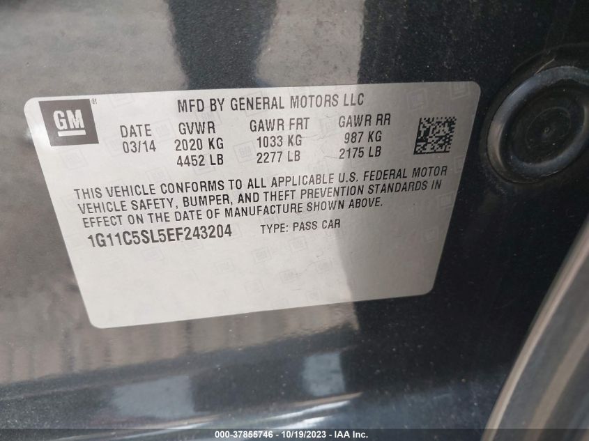 2014 CHEVROLET MALIBU LT - 1G11C5SL5EF243204