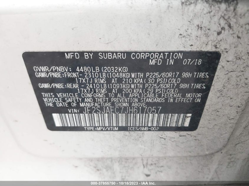 2018 SUBARU FORESTER PREMIUM - JF2SJAEC7JH617057