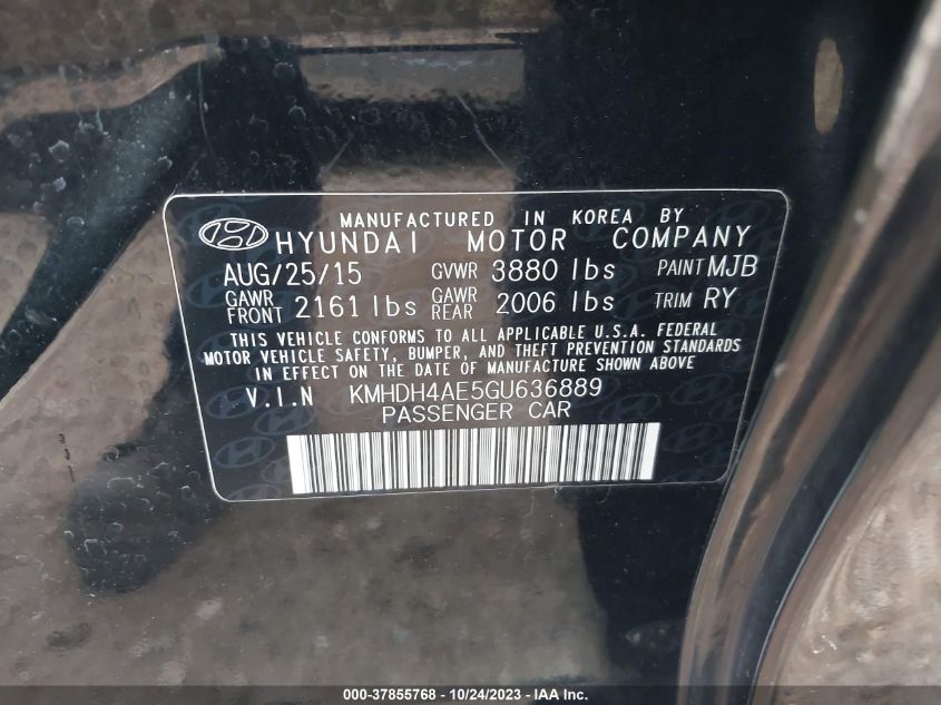 2016 HYUNDAI ELANTRA VALUE EDITION - KMHDH4AE5GU636889