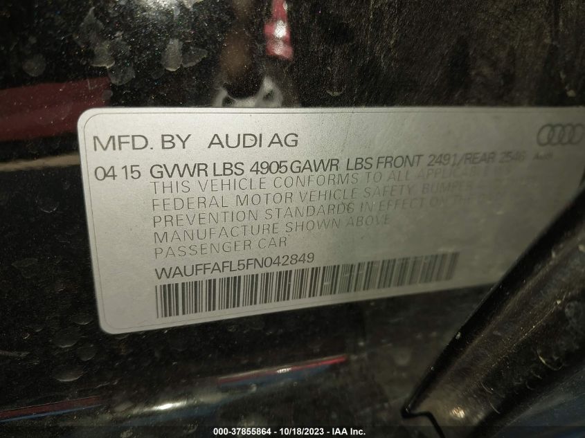 2015 AUDI A4 PREMIUM PLUS - WAUFFAFL5FN042849