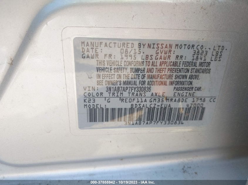 2015 NISSAN SENTRA S - 3N1AB7AP7FY330836