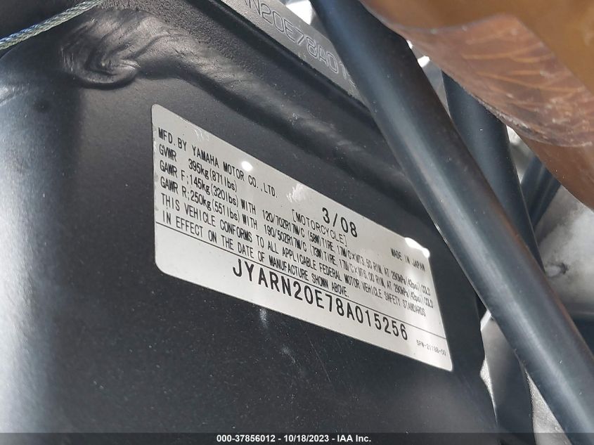 2008 YAMAHA YZFR1 JYARN20E78A015256