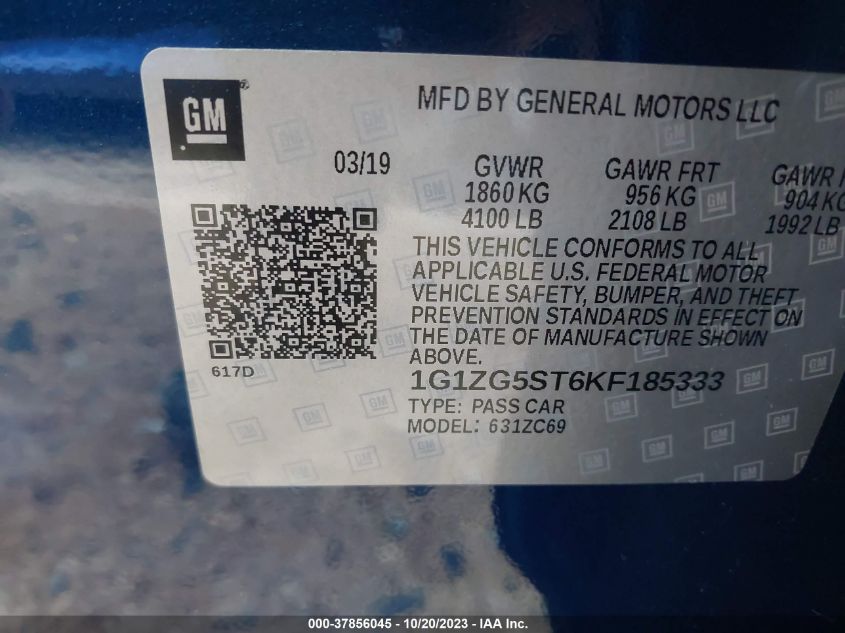 2019 CHEVROLET MALIBU RS - 1G1ZG5ST6KF185333