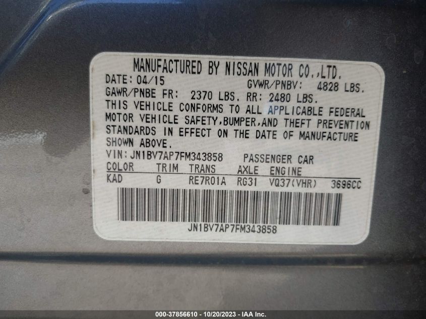 2015 INFINITI Q50 - JN1BV7AP7FM343858