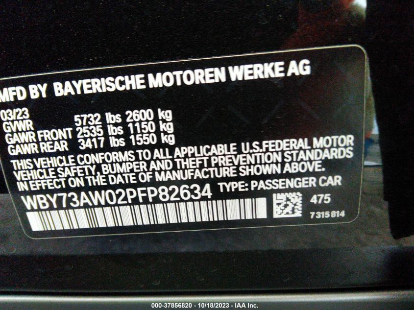 2023 BMW I4 EDRIVE40 WBY73AW02PFP82634