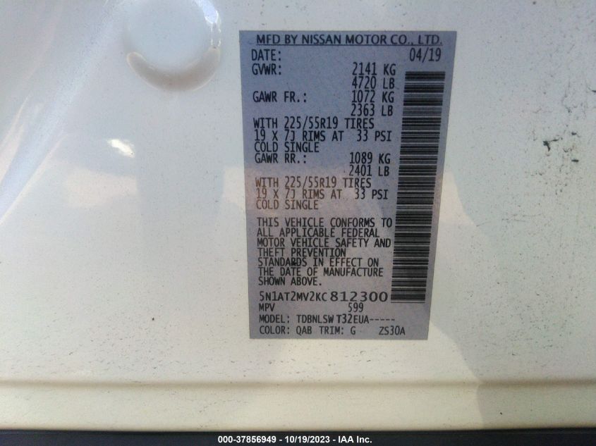 2019 NISSAN ROGUE SL - 5N1AT2MV2KC812300