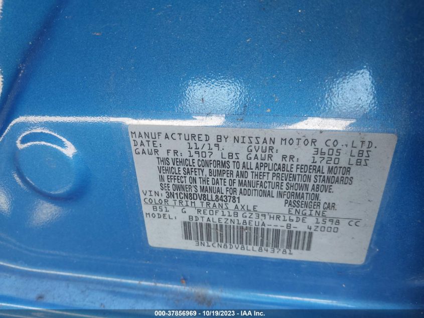 2020 NISSAN VERSA S - 3N1CN8DV8LL843781