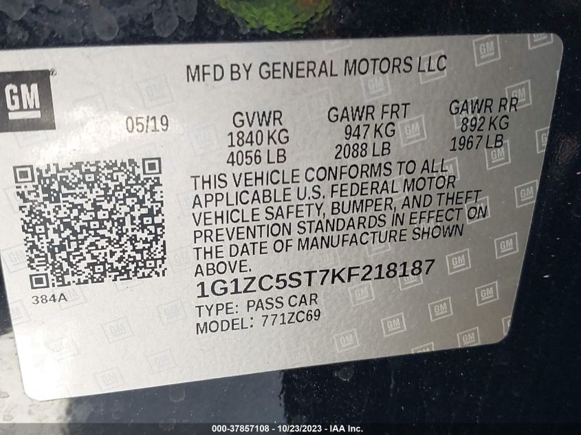 2019 CHEVROLET MALIBU LS - 1G1ZC5ST7KF218187