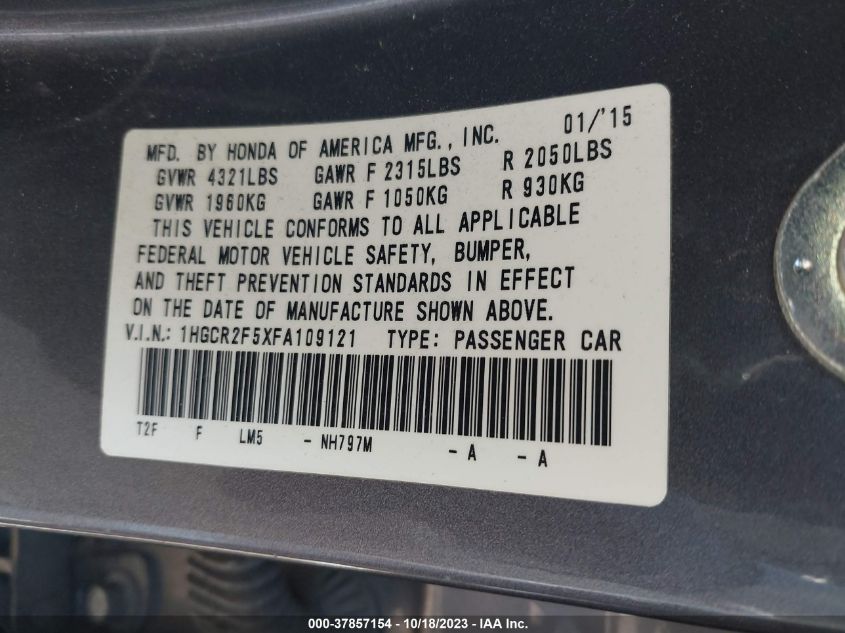 2015 HONDA ACCORD SPORT - 1HGCR2F5XFA109121