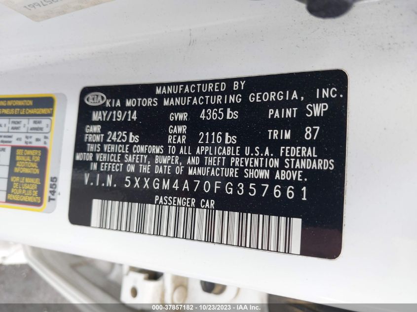 2015 KIA OPTIMA LX - 5XXGM4A70FG357661
