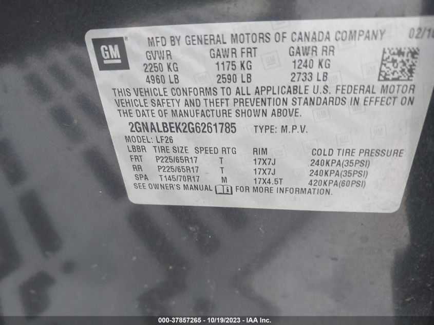 2016 CHEVROLET EQUINOX LS - 2GNALBEK2G6261785
