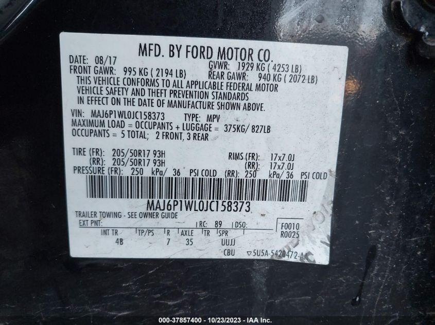 2018 FORD ECOSPORT TITANIUM - MAJ6P1WL0JC158373