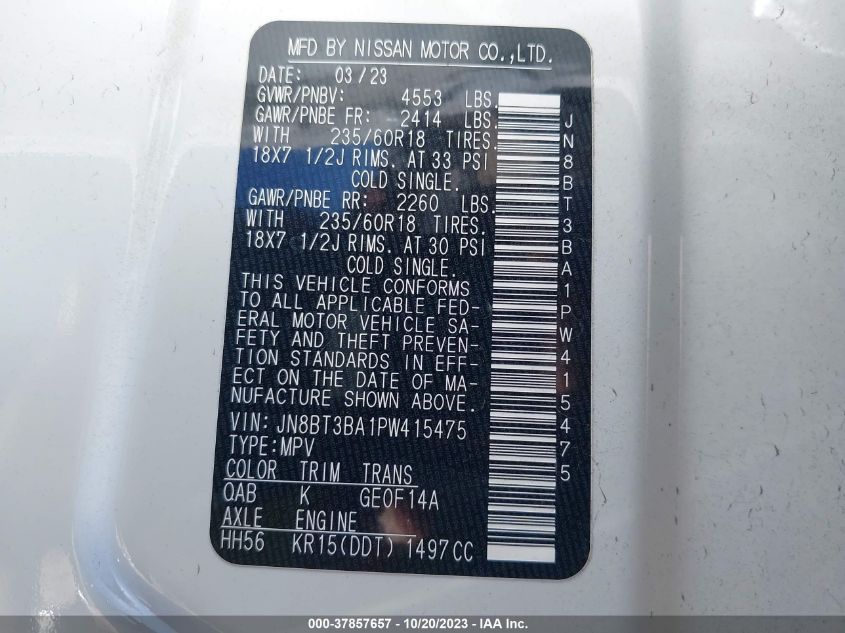 2023 NISSAN ROGUE SV - JN8BT3BA1PW415475