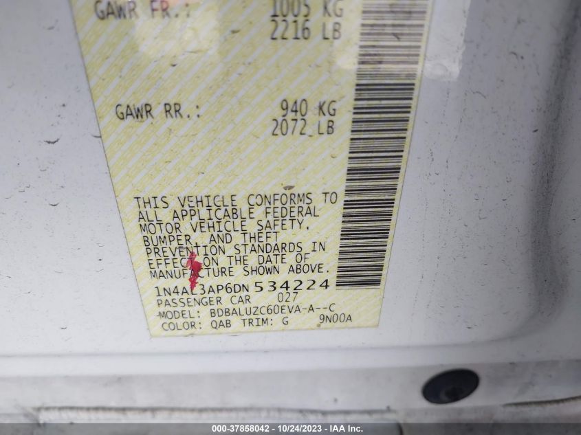 2013 NISSAN ALTIMA 2.5 SV - 1N4AL3AP6DN534224