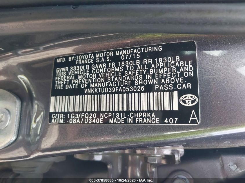 2015 TOYOTA YARIS L/SE/LE - VNKKTUD39FA053026