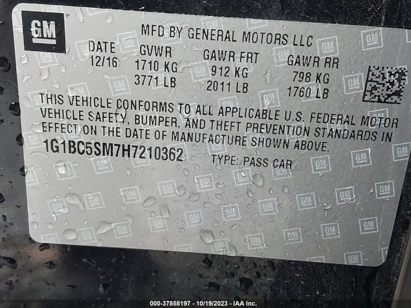 2017 CHEVROLET CRUZE LS - 1G1BC5SM7H7210362