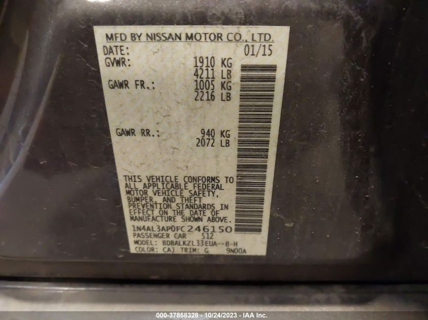 2015 NISSAN ALTIMA 2.5 SV - 1N4AL3AP0FC246150