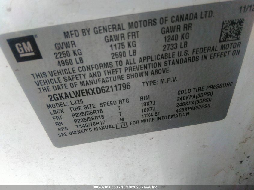 2013 GMC TERRAIN SLT - 2GKALWEKXD6211796