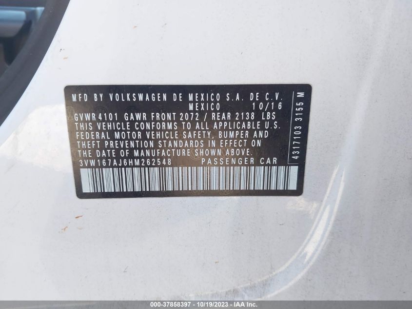 2017 VOLKSWAGEN JETTA 1.4T S - 3VW167AJ6HM262548