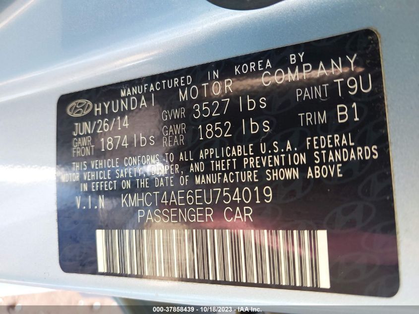 2014 HYUNDAI ACCENT GLS - KMHCT4AE6EU754019