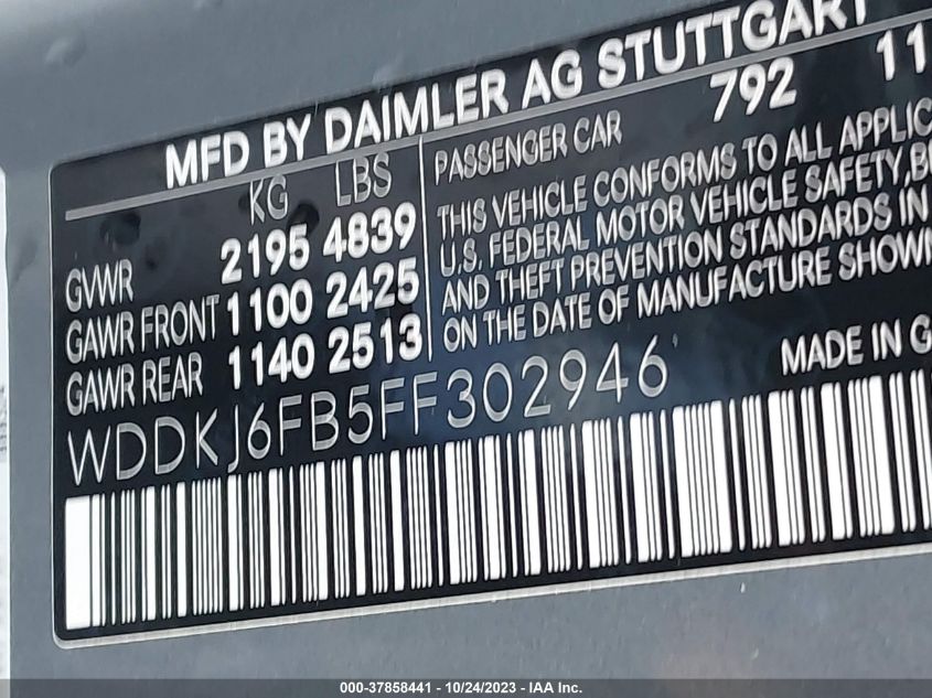 2015 MERCEDES-BENZ E 400 - WDDKJ6FB5FF302946