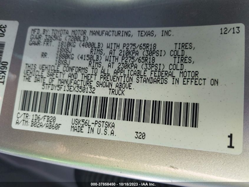 2014 TOYOTA TUNDRA 4WD TRUCK SR5 5TFDY5F13EX350132