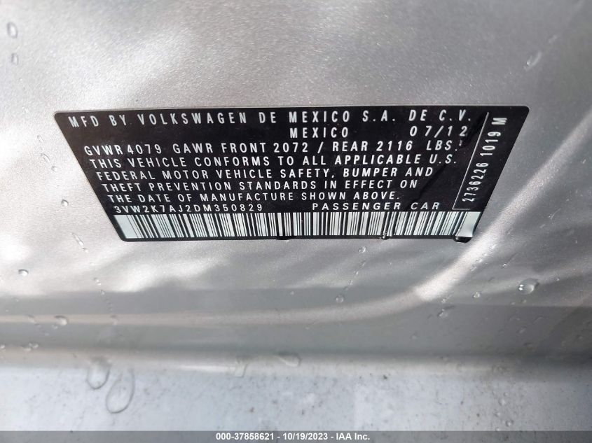 2013 VOLKSWAGEN JETTA SEDAN S - 3VW2K7AJ2DM350829