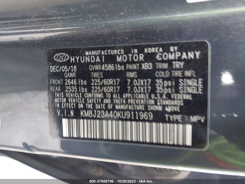 2019 HYUNDAI TUCSON SE - KM8J23A40KU911969