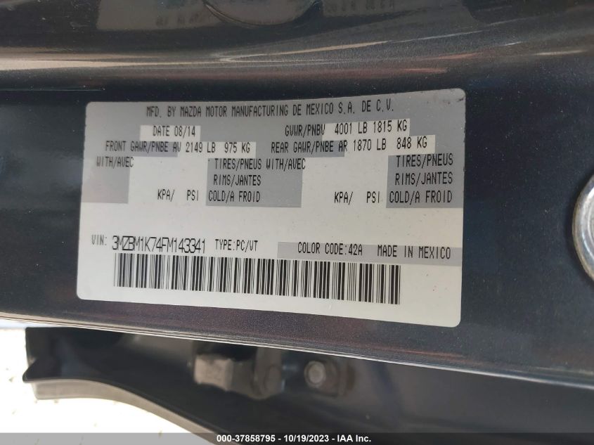 2015 MAZDA MAZDA3 I SPORT - 3MZBM1K74FM143341