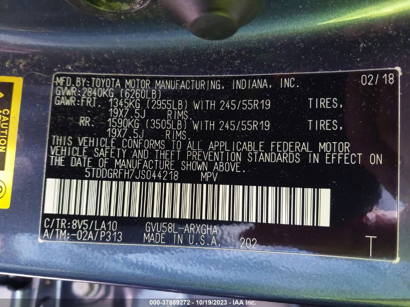2018 TOYOTA HIGHLANDER HYBRID LIMITED - 5TDDGRFH7JS044218
