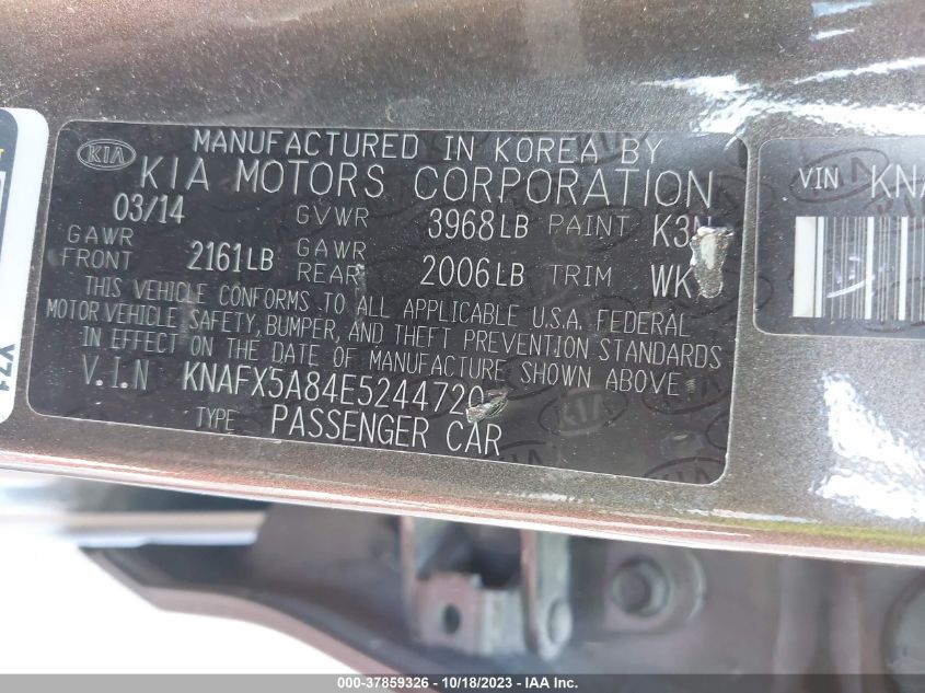 2014 KIA FORTE 5-DOOR EX - KNAFX5A84E5244720