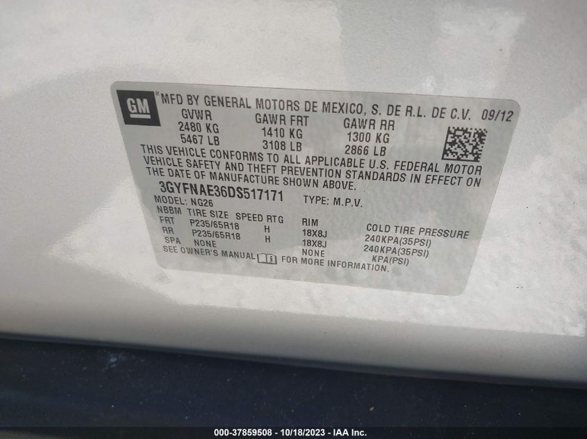 2013 CADILLAC SRX BASE - 3GYFNAE36DS517171