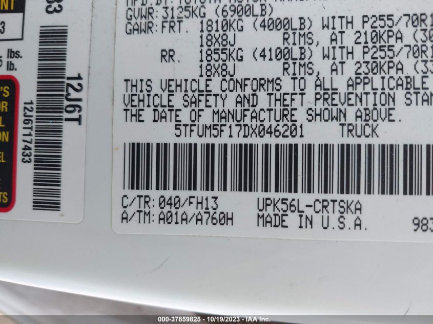 2013 TOYOTA TUNDRA 4WD TRUCK 5TFUM5F17DX046201