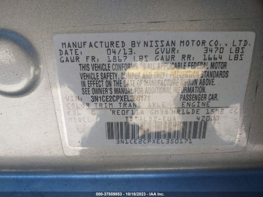2014 NISSAN VERSA NOTE SV - 3N1CE2CPXEL350171