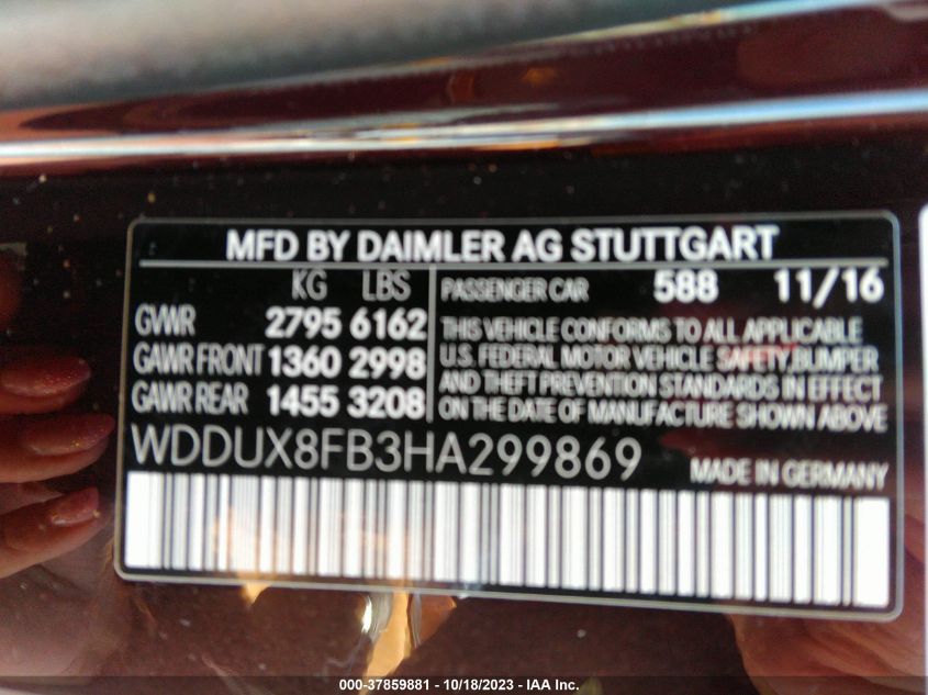2017 MERCEDES-BENZ MAYBACH S 550 4MATIC WDDUX8FB3HA299869
