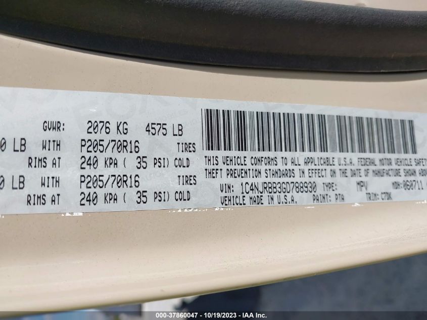 2016 JEEP PATRIOT SPORT - 1C4NJRBB3GD788930
