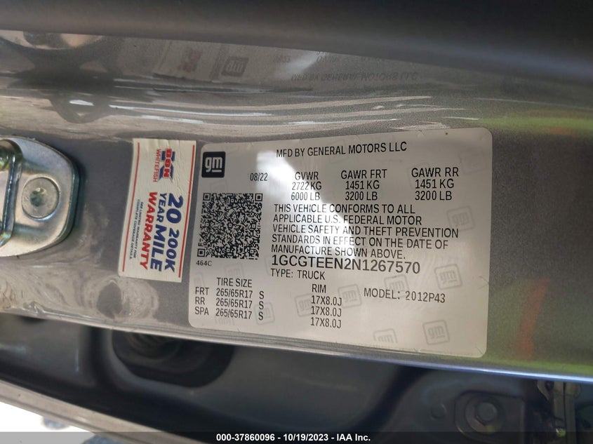 VIN 1GCGTEEN2N1267570 2022 CHEVROLET COLORADO ZR2