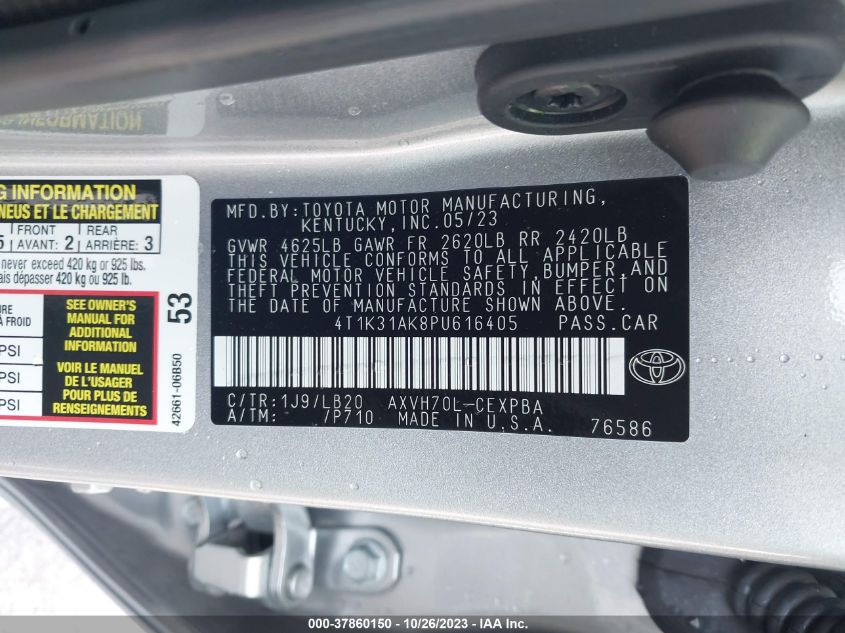 2023 TOYOTA CAMRY HYBRID XSE - 4T1K31AK8PU616405