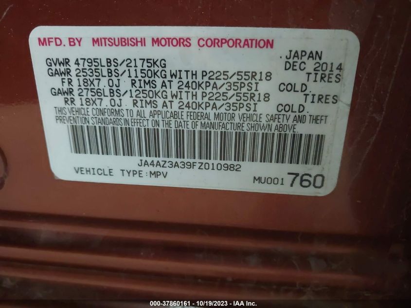 2015 MITSUBISHI OUTLANDER SE - JA4AZ3A39FZ010982