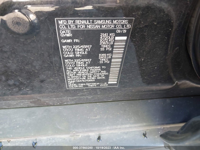 VIN KNMAT2MV9LP516611 2020 NISSAN ROGUE S/SV