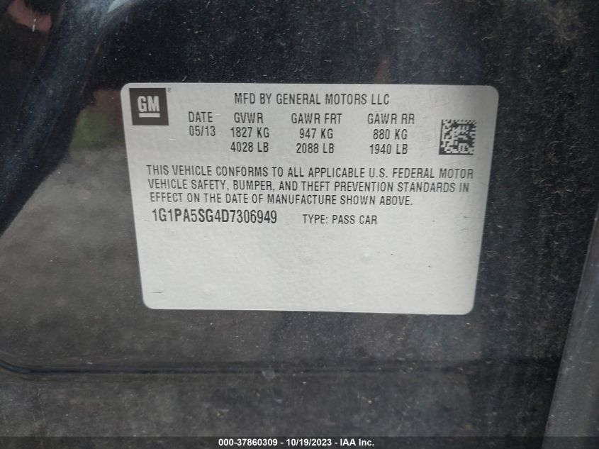 2013 CHEVROLET CRUZE LS - 1G1PA5SG4D7306949